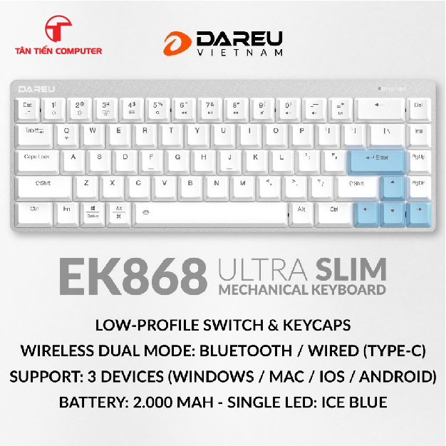 Phím cơ DAREU EK868 WHITE WIRELESS-01
